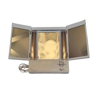 Remington LM-8 Vintage Lighted Makeup Mirror Tri-Fold Vanity 4 Light Settings